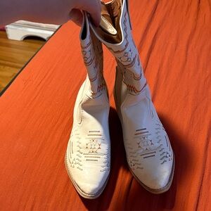 White Embroidered Western Boots